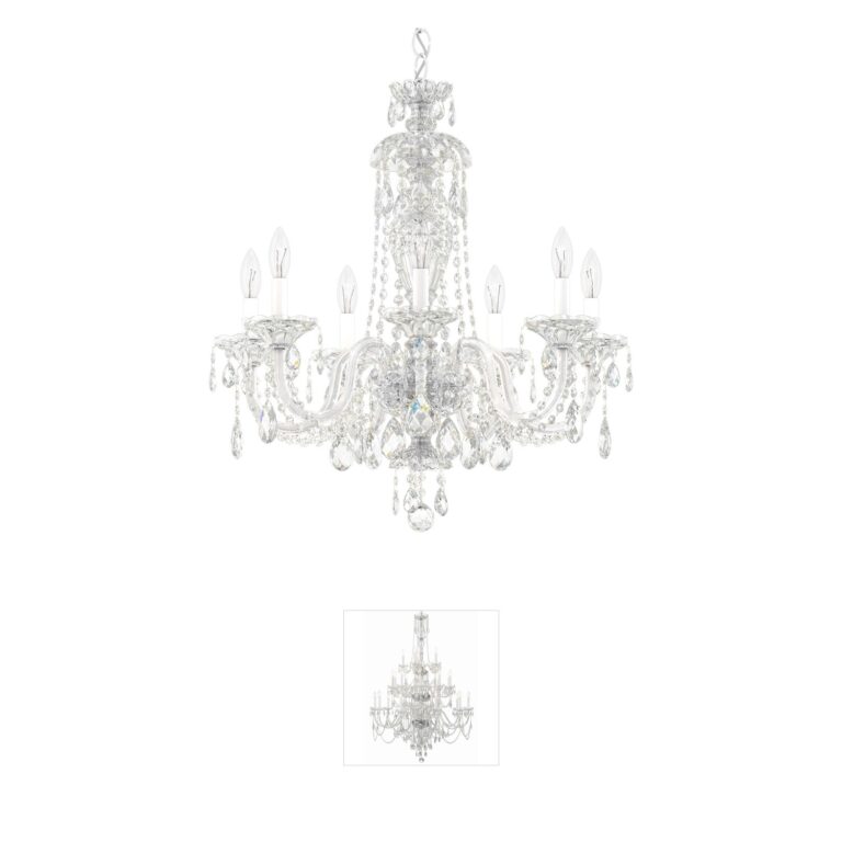 Schonbek Sterling 7-Light Polished Silver Chandelier with Swarovski Crystals
