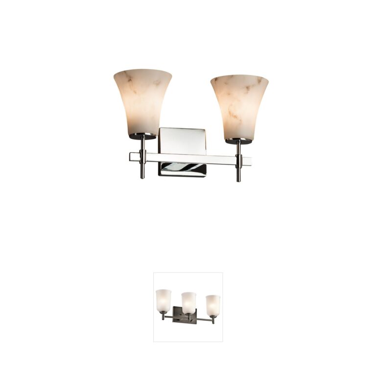 Justice Design Group Lumenaria Faux Alabaster 2-Light Vanity in Brushed Nickel