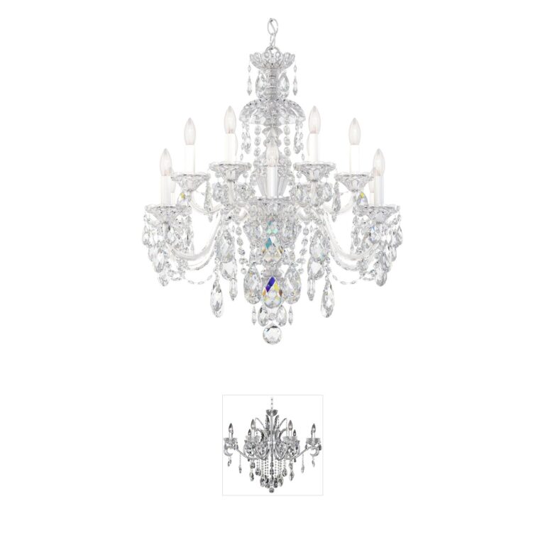 Schonbek Sterling 12-Light Polished Silver Swarovski Crystal Chandelier