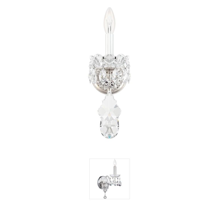 Schonbek New Orleans Antique Silver Crystal Wall Sconce