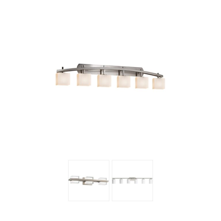 Justice Design Fusion 6-Light Brushed Nickel Vanity with Rectangle Opal Glass