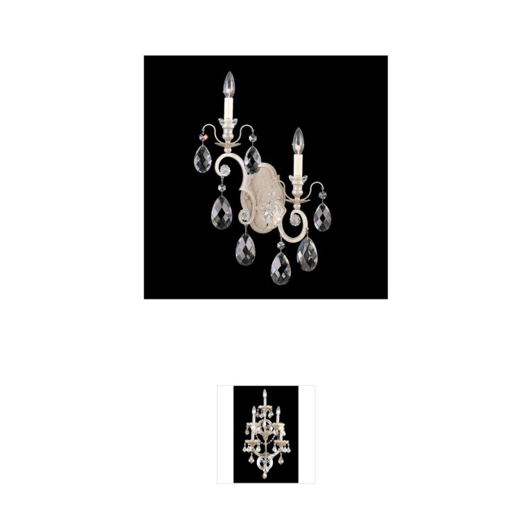 Schonbek Renaissance 2-Light Black Wall Sconce with Clear Heritage Handcut Crystal