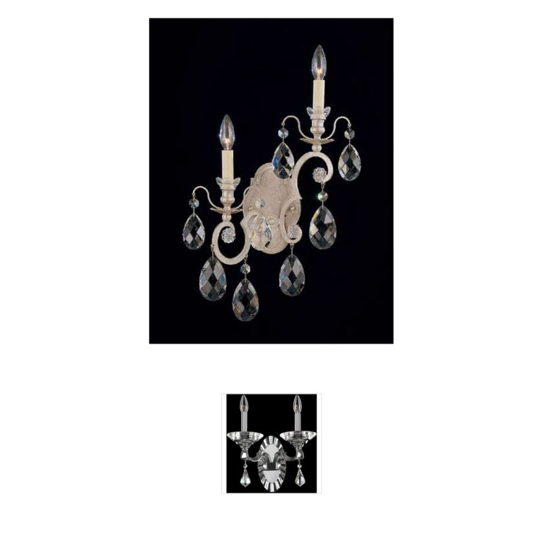 Schonbek Renaissance 2-Light Antique Silver Wall Sconce with Heritage Handcut Crystal