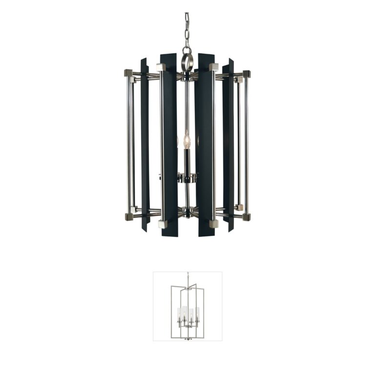 Framburg Louvre 5-Light Antique Brass and Matte Black Foyer Chandelier