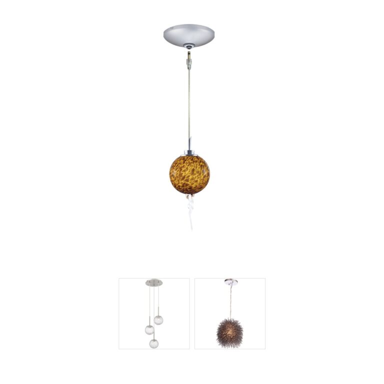 Jesco Tori Collection Satin Nickel & Amaretto Glass Mini Pendant