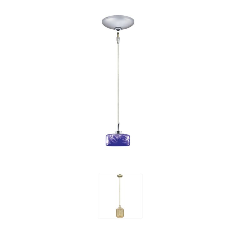 Jesco Elaine Satin Chrome Mini Pendant with Blue Glass