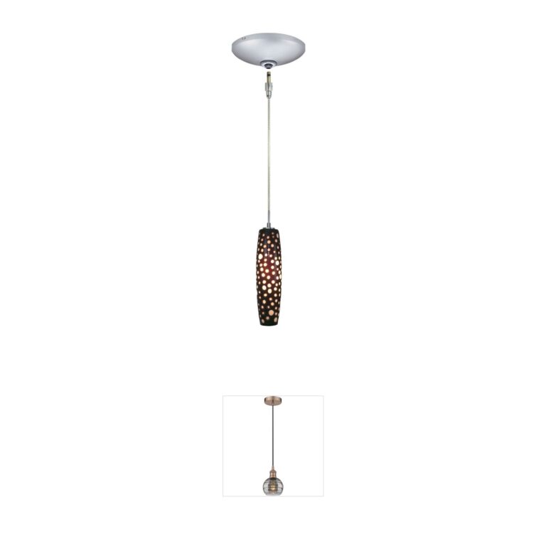 Jesco Envisage Vi Satin Nickel Mini Pendant with Black & White Glass