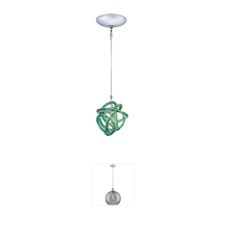 Jesco Envisage Vi Chrome & Teal Glass Mini Pendant