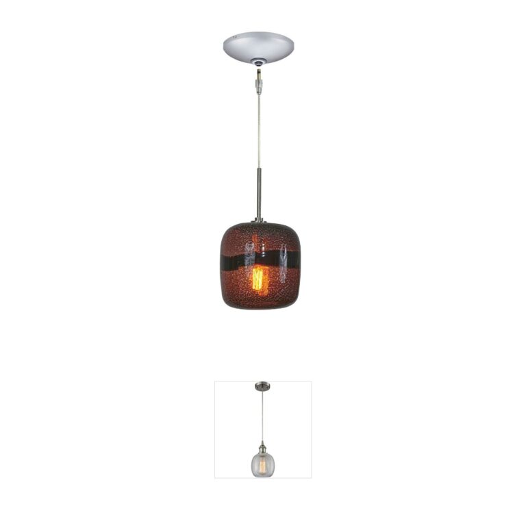 Jesco Envisage Vi Satin Nickel & Purple Glass Mini Pendant