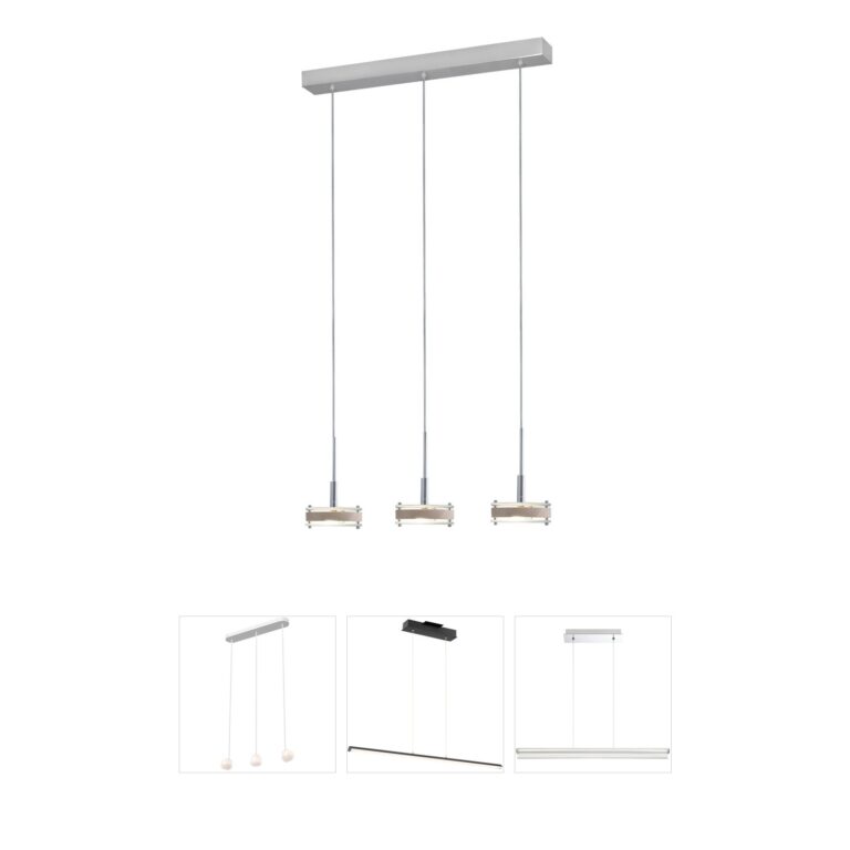 Jesco Discus 3-Light Satin Nickel Metal and Glass Pendant