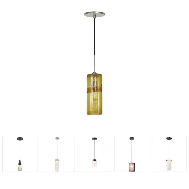 Jesco Lighting Envisage Vi Amber Glass Mini Pendant with Brushed Nickel
