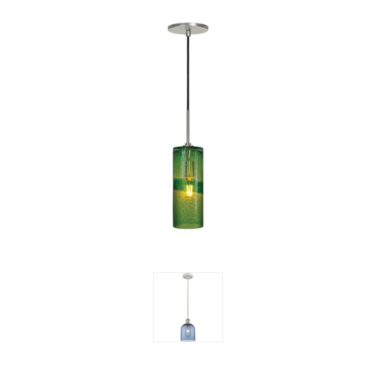 Jesco Envisage Vi Green Glass Mini Pendant in Brushed Nickel