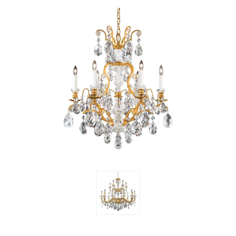 Schonbek Renaissance 7-Light Black Chandelier with Heritage Handcut Crystal