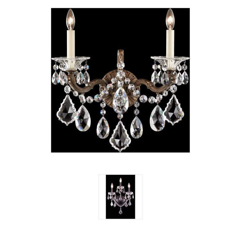 Schonbek La Scala 2-Light Antique Silver Wall Sconce with Swarovski Crystals