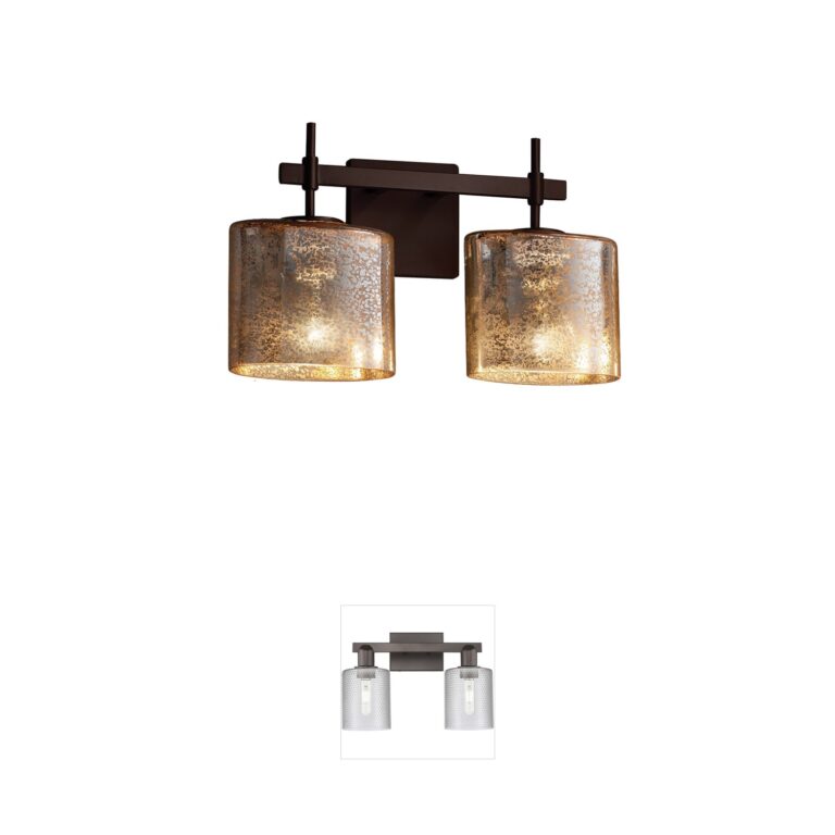 Justice Design Fusion Oval Artisan Glass Dark Bronze LED Vanity Light