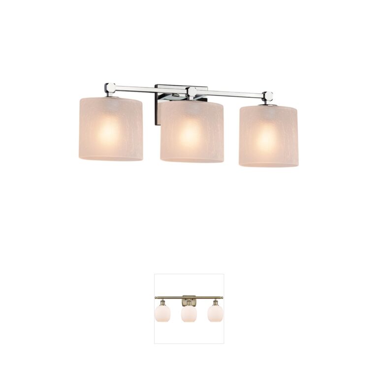 Justice Design Fusion Polished Chrome 3-Light LED Vanity Light with Artisan Glass