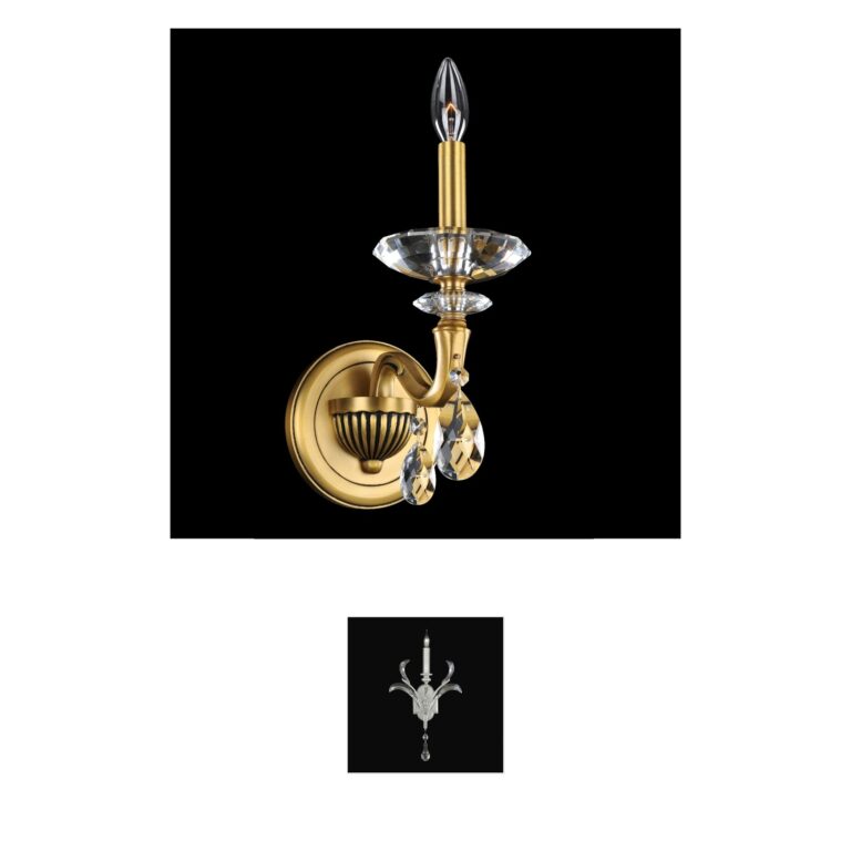Allegri Jolivet Historic Brass Wall Sconce with Firenze Crystals