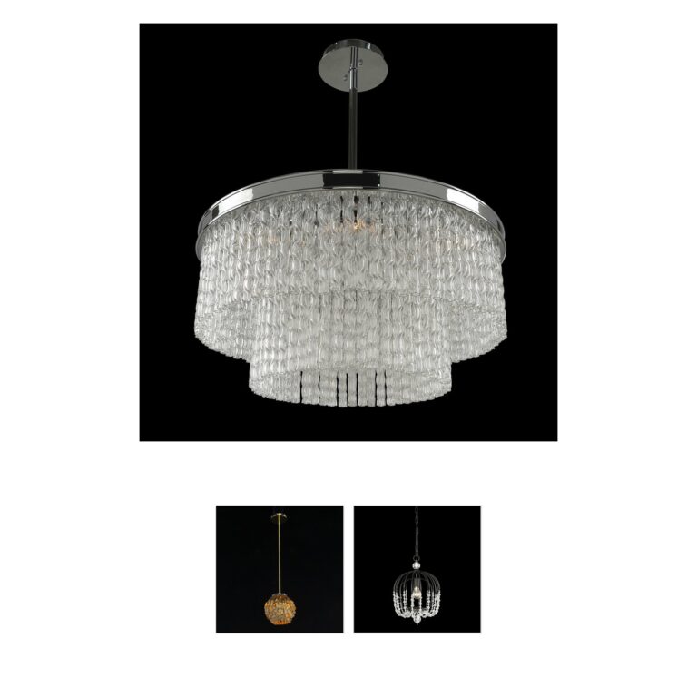 Allegri Savena 25-Inch Chrome and Crystal 8-Light Pendant
