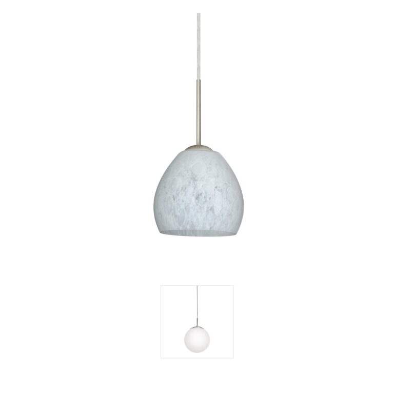 Besa Lighting Bolla Satin Nickel Pendant with Carrera Glass