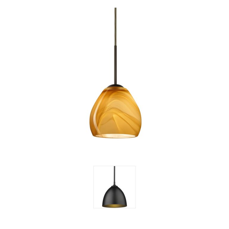 Besa Lighting Bolla Bronze Pendant with Honey Glass