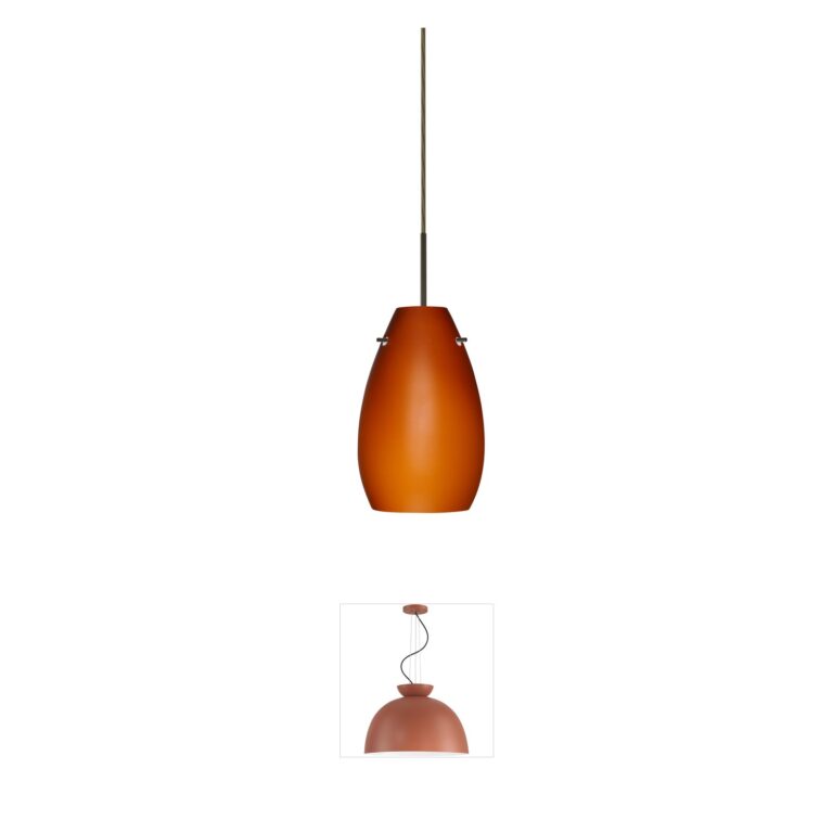 Besa Lighting Pera 9 Bronze Pendant with Amber Matte Glass