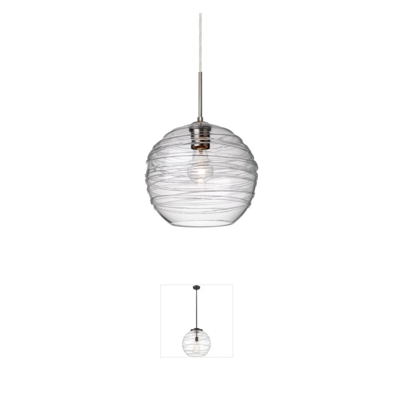 Besa Lighting Wave 10 Clear Glass Pendant - Satin Nickel