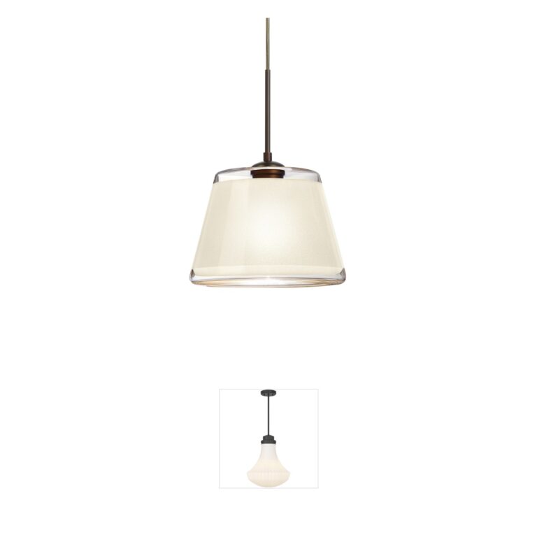 Besa Lighting Pica 9 White Sand Glass & Bronze Pendant