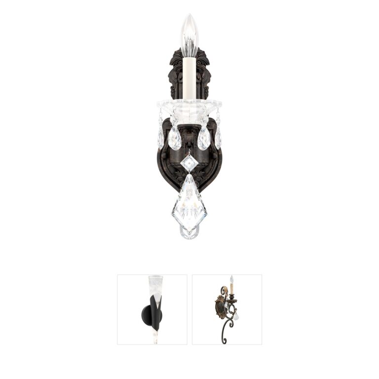 Schonbek La Scala Wall Sconce in Etruscan Gold with Clear Heritage Handcut Crystal