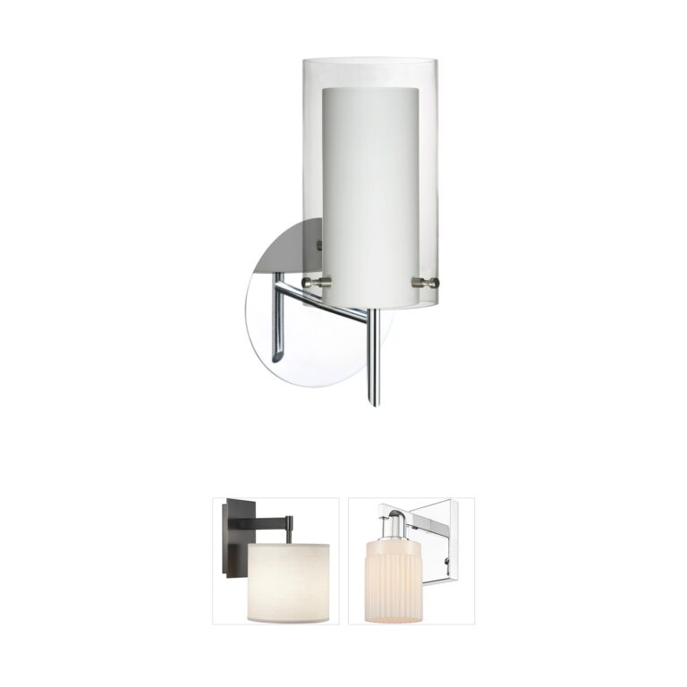 Besa Lighting Pahu 4 Chrome Wall Sconce with Clear/Opal Glass