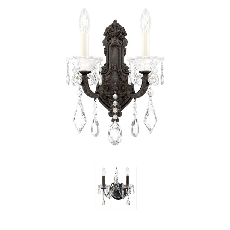 Schonbek La Scala 2-Light Heirloom Bronze Sconce with Clear Heritage Crystal