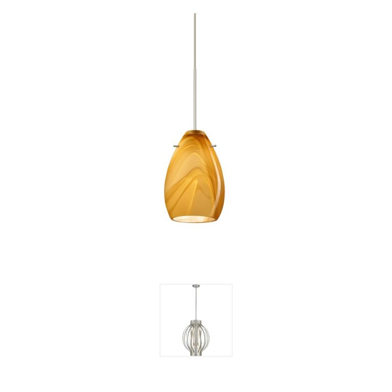 Besa Lighting Pera 6 Honey Glass Pendant in Satin Nickel