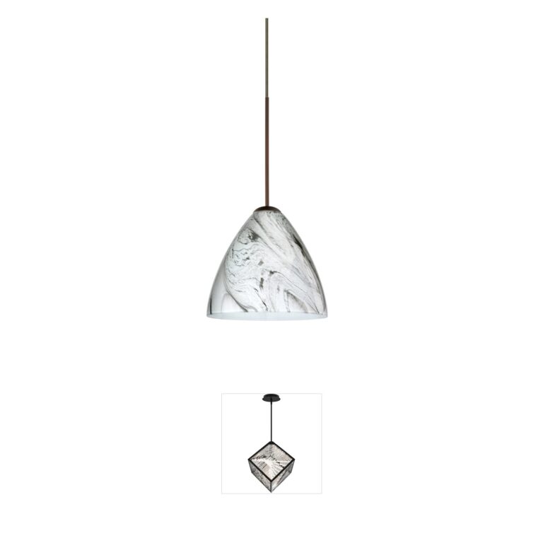 Besa Lighting Mia Collection Bronze Pendant with Marble Grigio Glass