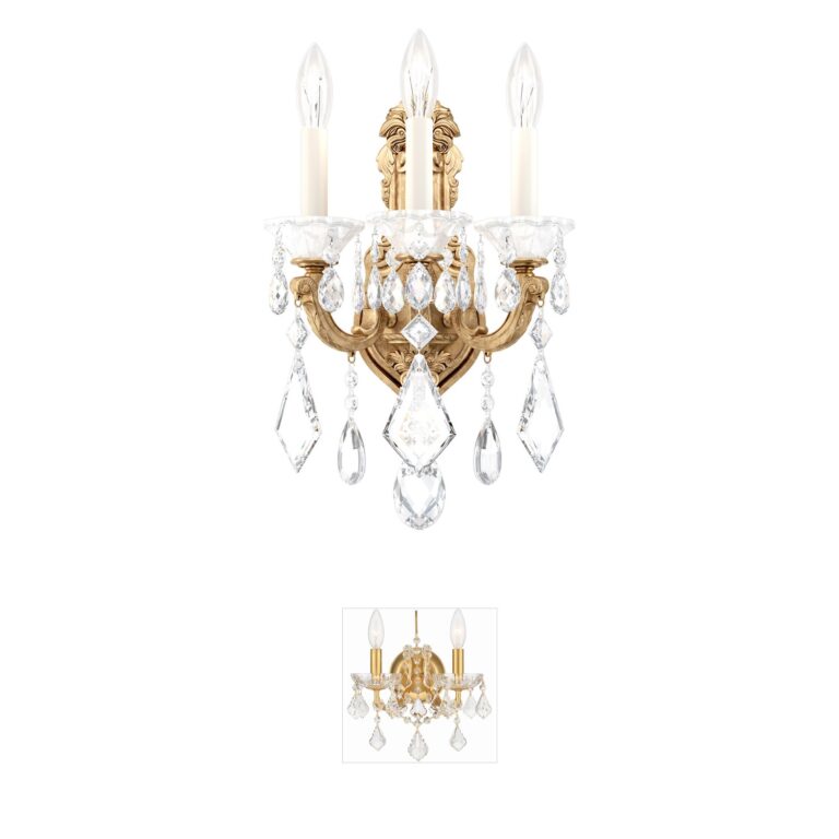 Schonbek La Scala 3-Light Etruscan Gold and Heritage Crystal Sconce