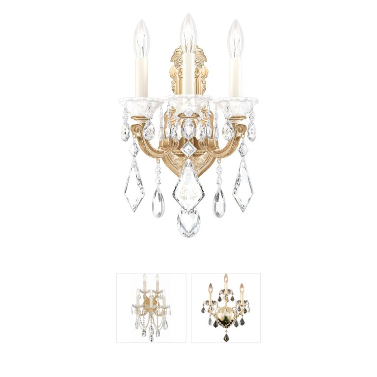 Schonbek La Scala Parchment Gold 3-Light Crystal Wall Sconce