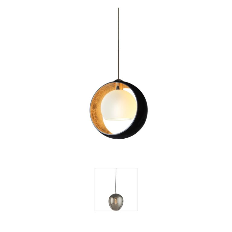 Besa Lighting Pogo Bronze Pendant with Black/Gold Shade