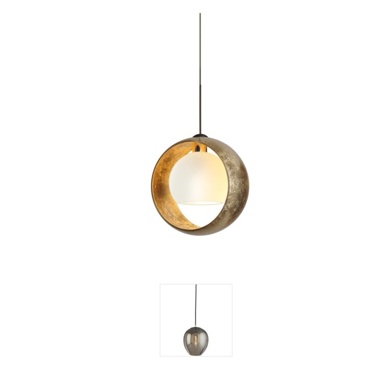 Besa Lighting Pogo Bronze Pendant with Gold Glass