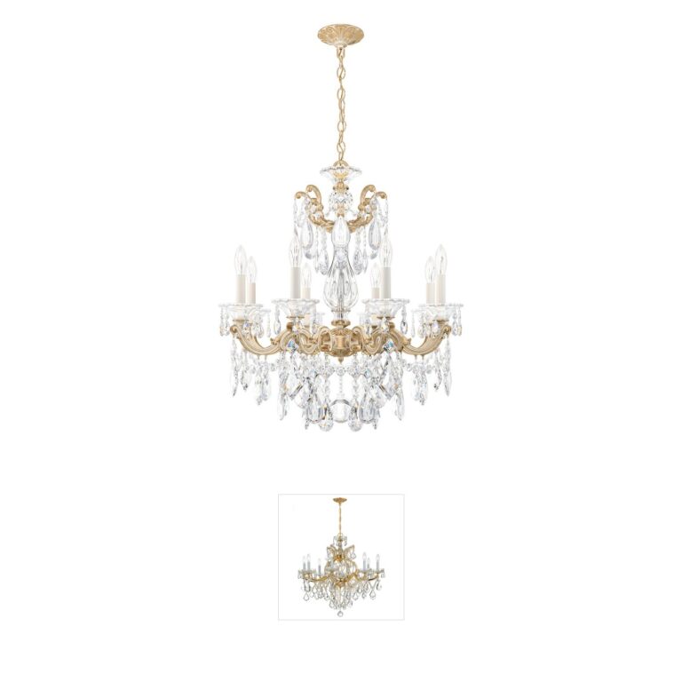 Schonbek La Scala 8-Light Parchment Gold Crystal Chandelier