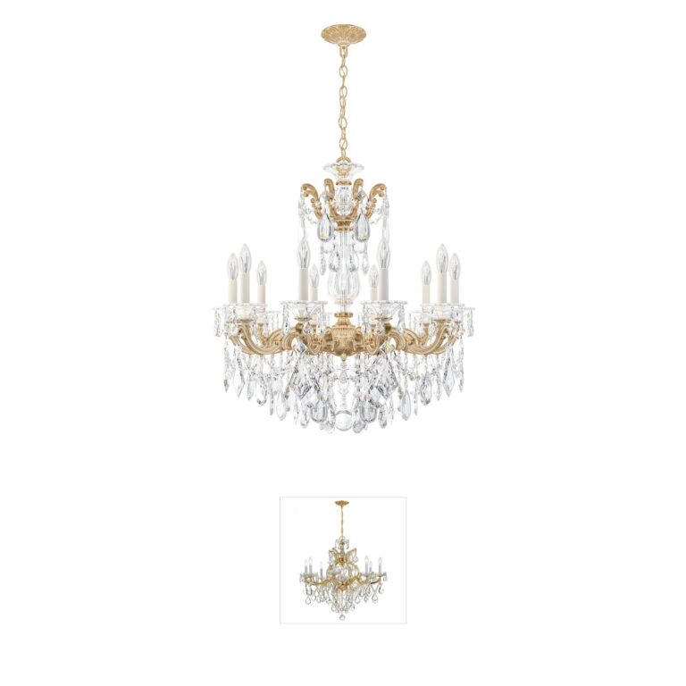 Schonbek La Scala 10-Light Parchment Gold Chandelier with Heritage Crystal