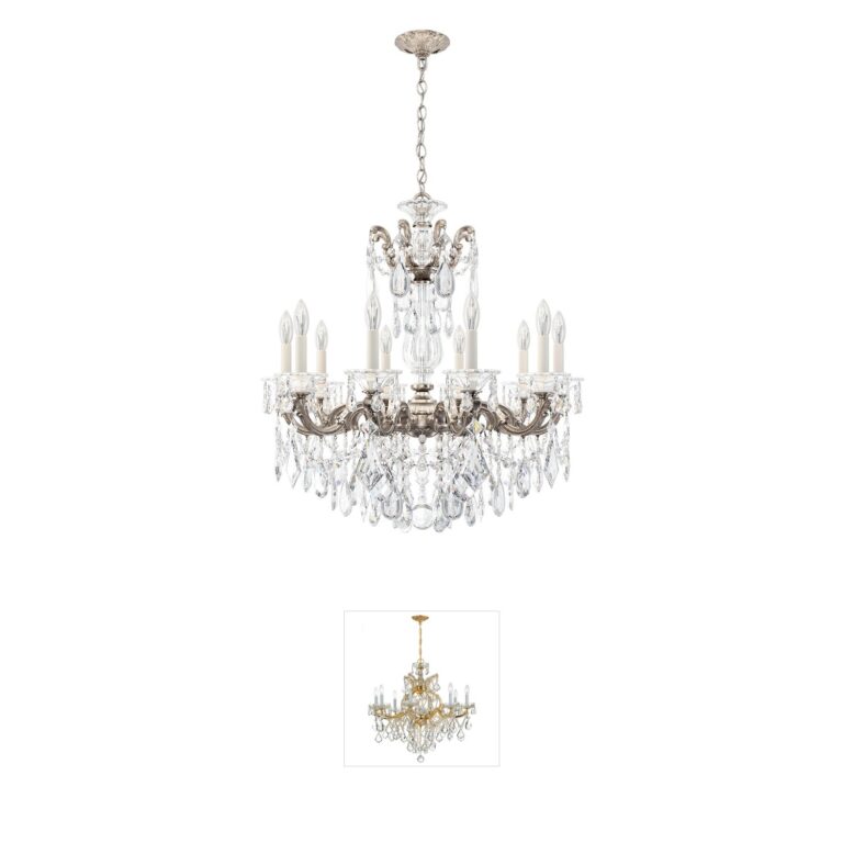 Schonbek La Scala Antique Silver 10-Light Heritage Crystal Chandelier