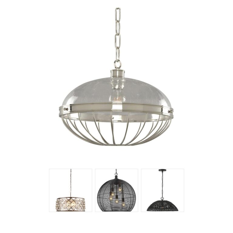 Kalco Montauk 16" Polished Nickel Pendant with Crackle Glass