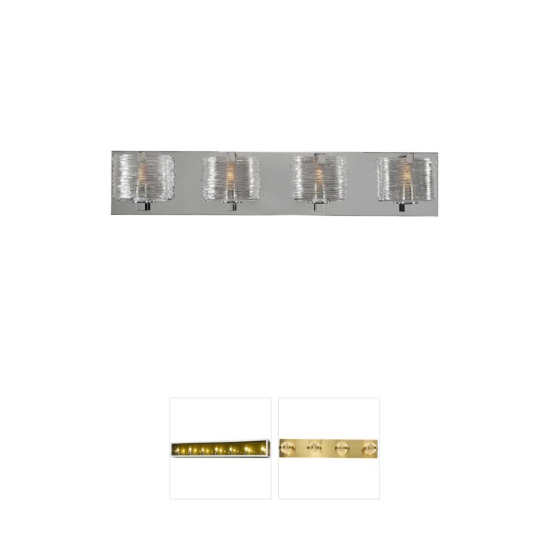 Kalco Lighting South Bay 4-Light Satin Nickel Steel and Glass Vanity Light