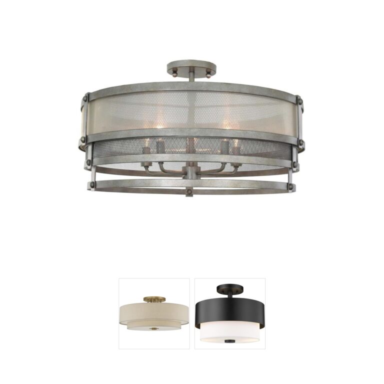 Kalco Delano 24" Steel & Organza Semi-Flush Mount