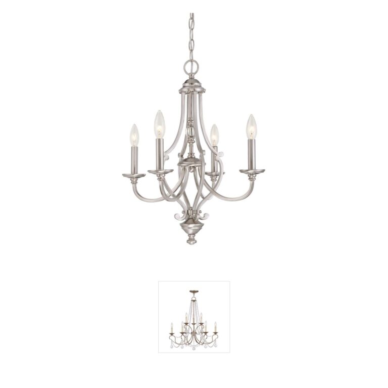 Minka-Lavery Savannah Row 4-Light Brushed Nickel Chandelier with Clear Glass