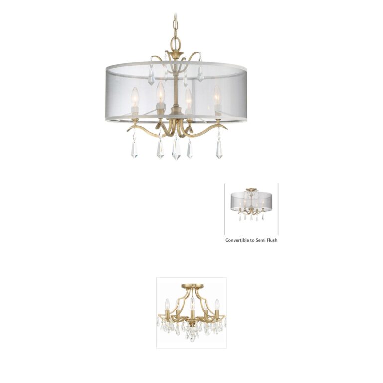 Minka-Lavery Laurel Estate Brio Gold Semi-Flush Mount with Crystal Accents