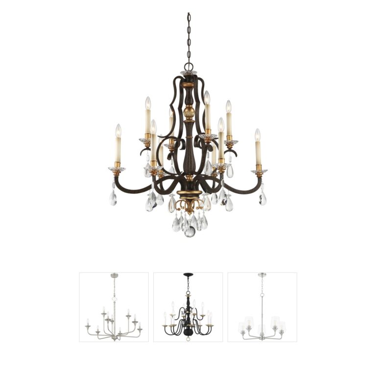 Metropolitan Chateau Nobles 10-Light Raven Bronze and Gold Crystal Chandelier