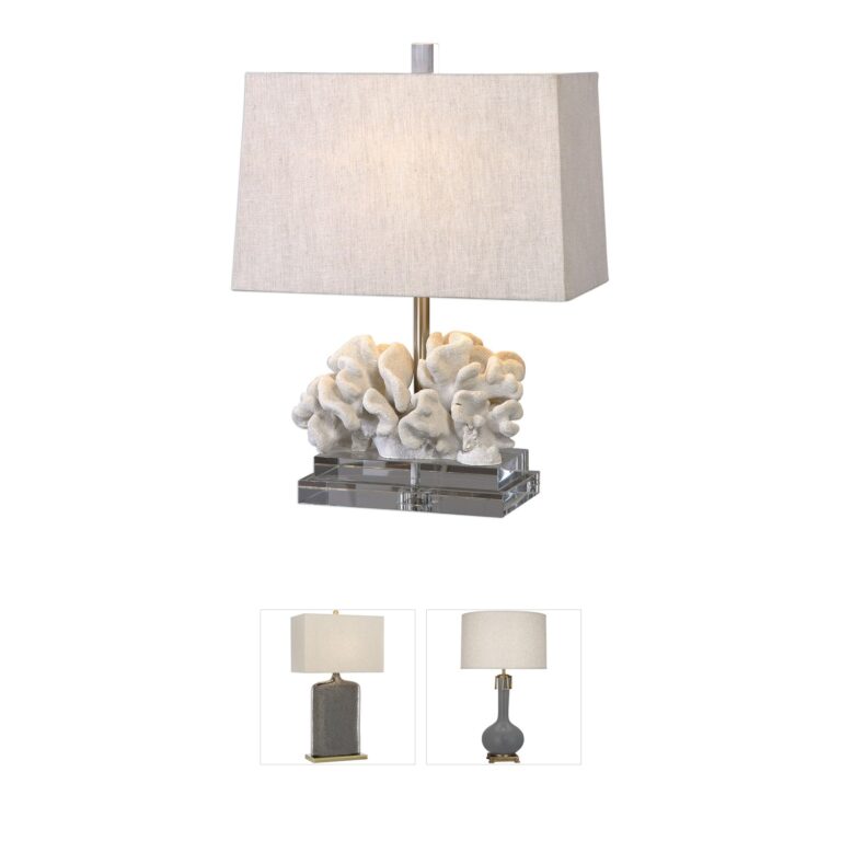 Uttermost Coral Taupe Ivory Resin Table Lamp