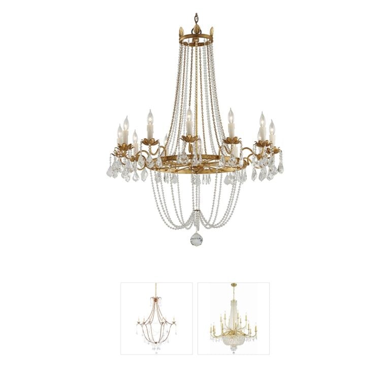 Troy Lighting Viola Distressed Gold Leaf Chandelier with Venetian Glass