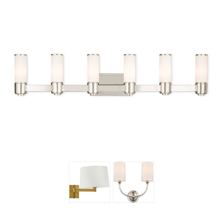 Livex Lighting Weston 46-Inch Polished Nickel ADA Wall Sconce with Satin Opal Glass