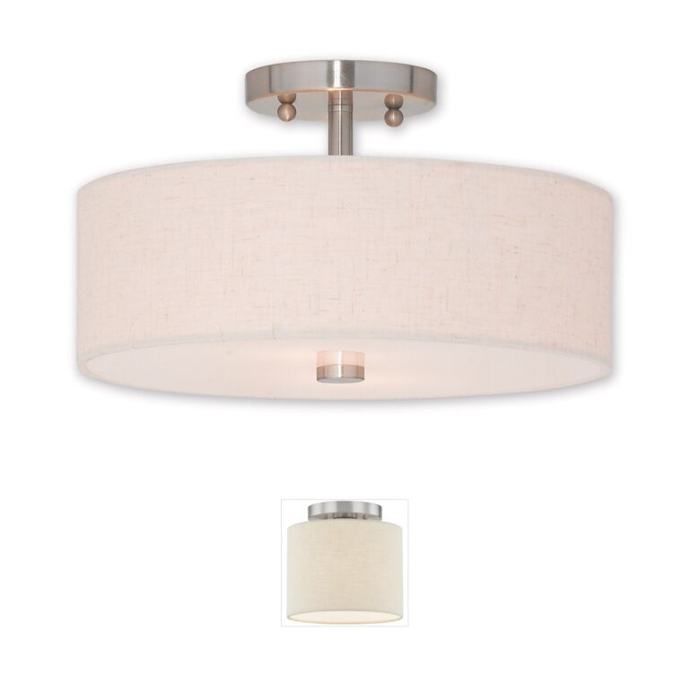 Livex Lighting Meridian Collection Brushed Nickel Semi-Flush Mount