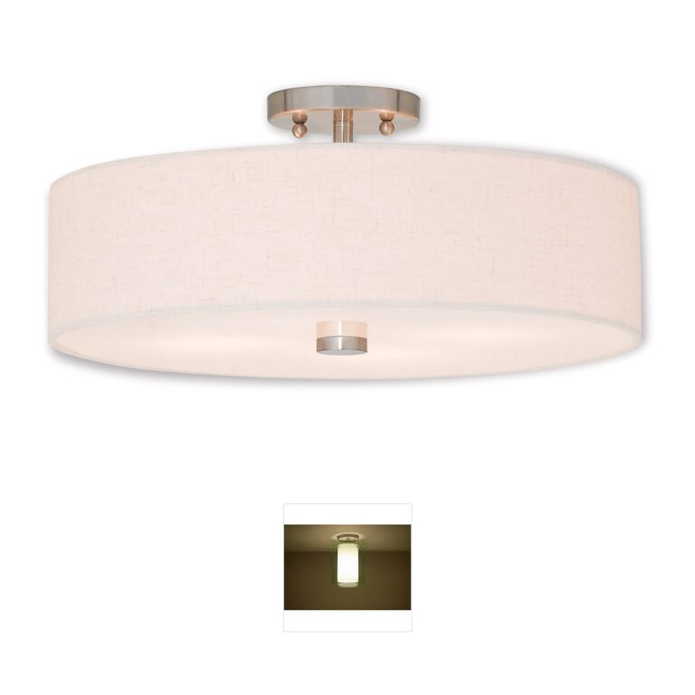 Livex Lighting Meridian Brushed Nickel Steel Semi-Flush Mount